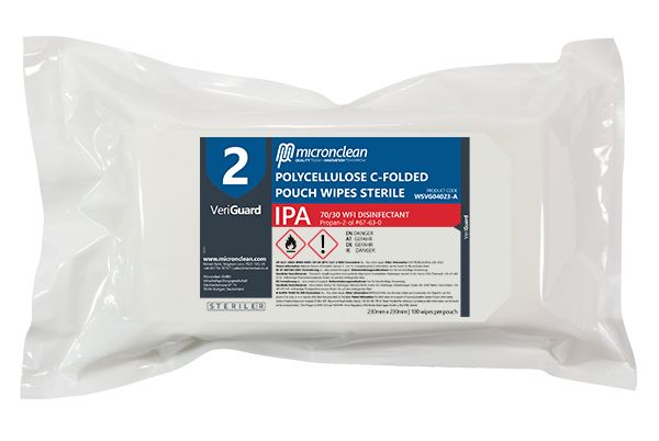 VeriGuard 2 - IPA Polycellulose Pouch Wipes pliées en C - Stérile [ROW]