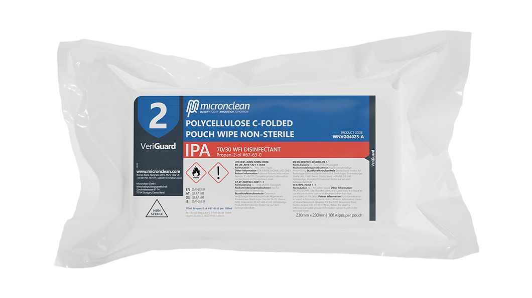 VeriGuard 2 - IPA Polycellulose C-Folded Pouch Wipe - Non stérile [EU] (en anglais)