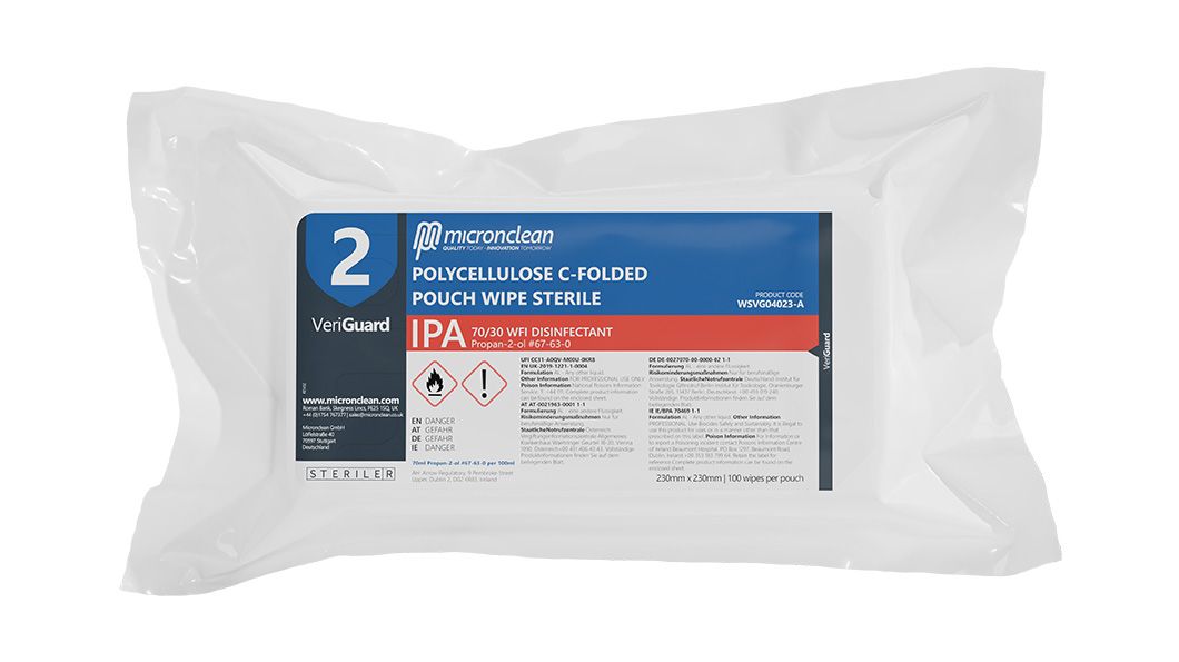 VeriGuard 2 - Lingettes en polycellulose IPA avec pochette pliée en C - stériles [EU]