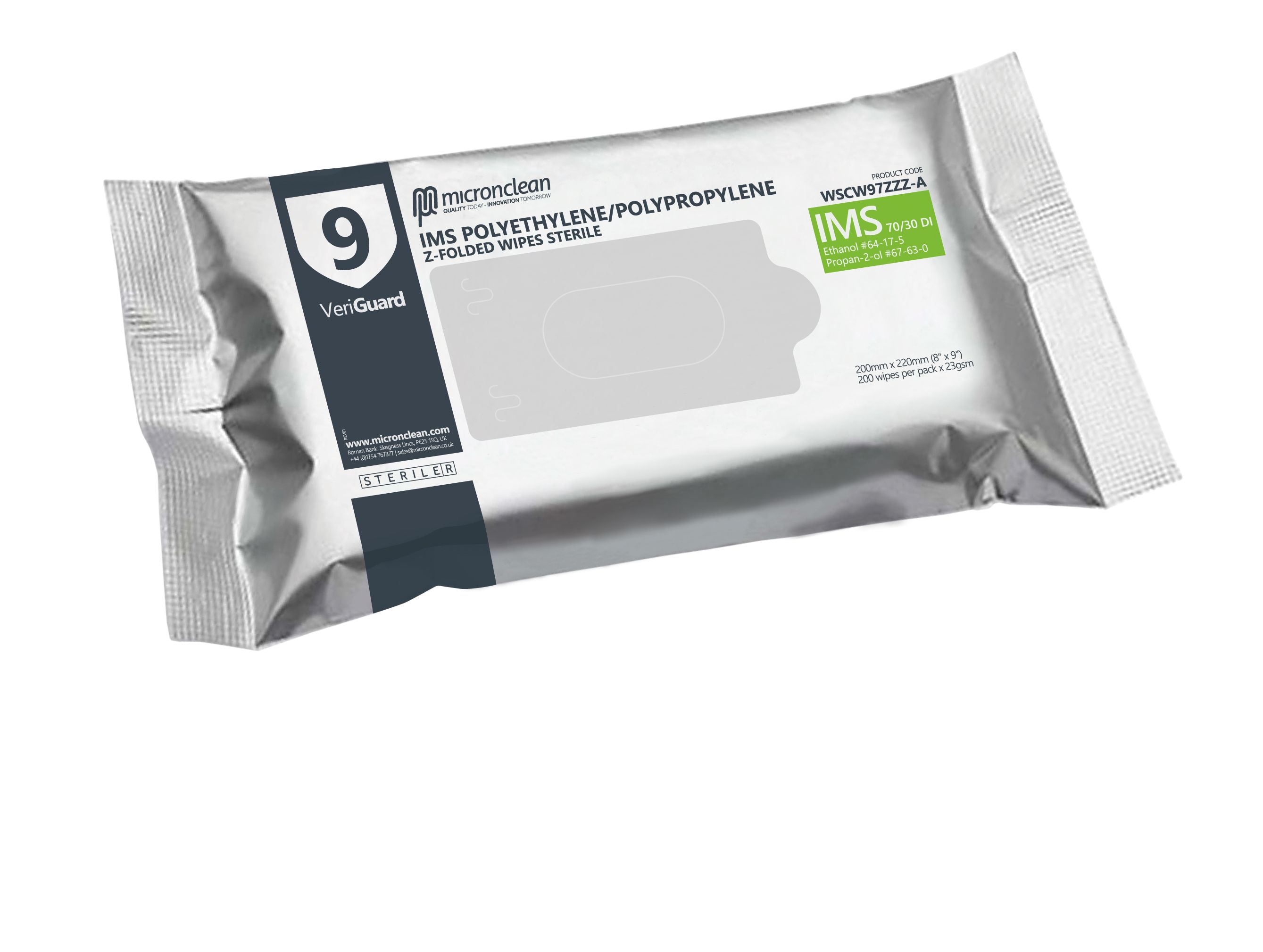 VeriGuard 9 - IMS Silver Pack Polyéthylène/Polypropylène Lingettes pliées en Z - Stériles [ROW]