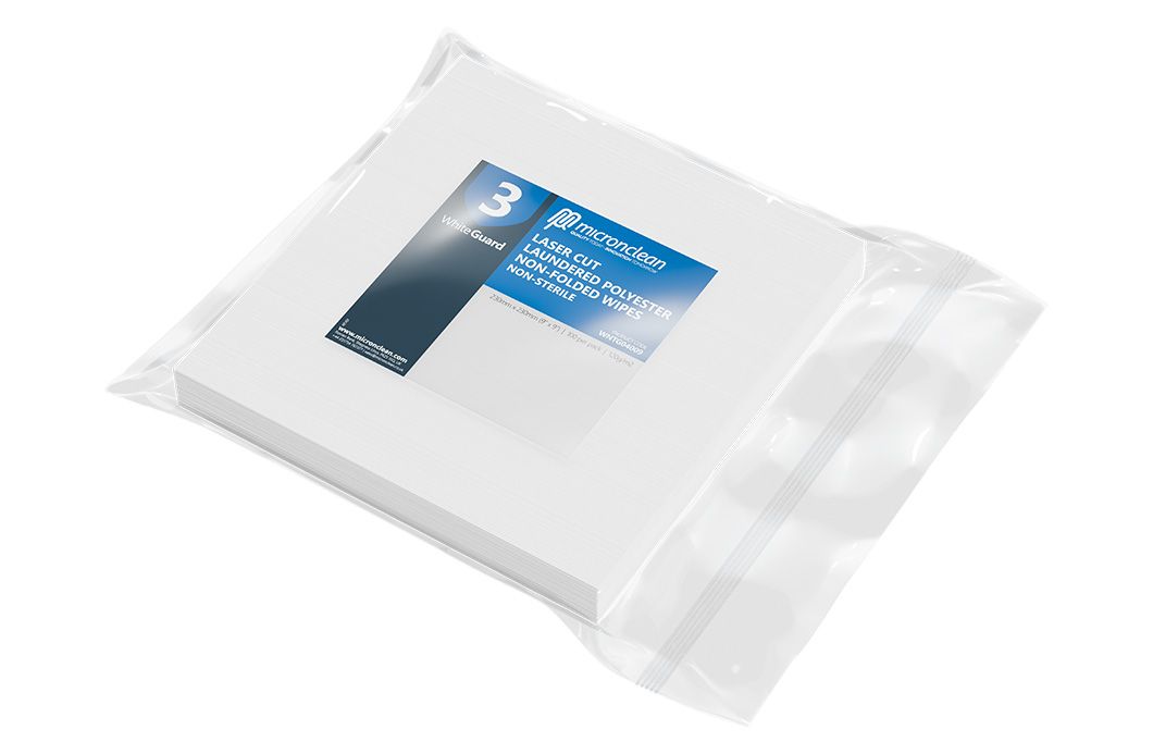 WhiteGuard 3 - Laser Sealed Laundered Polyester Wipes - Non-Sterile
