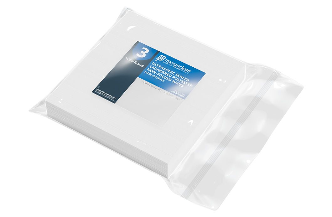 WhiteGuard 3 - Ultrasonically Sealed Laundered Polyester Wipes - Non Sterile 