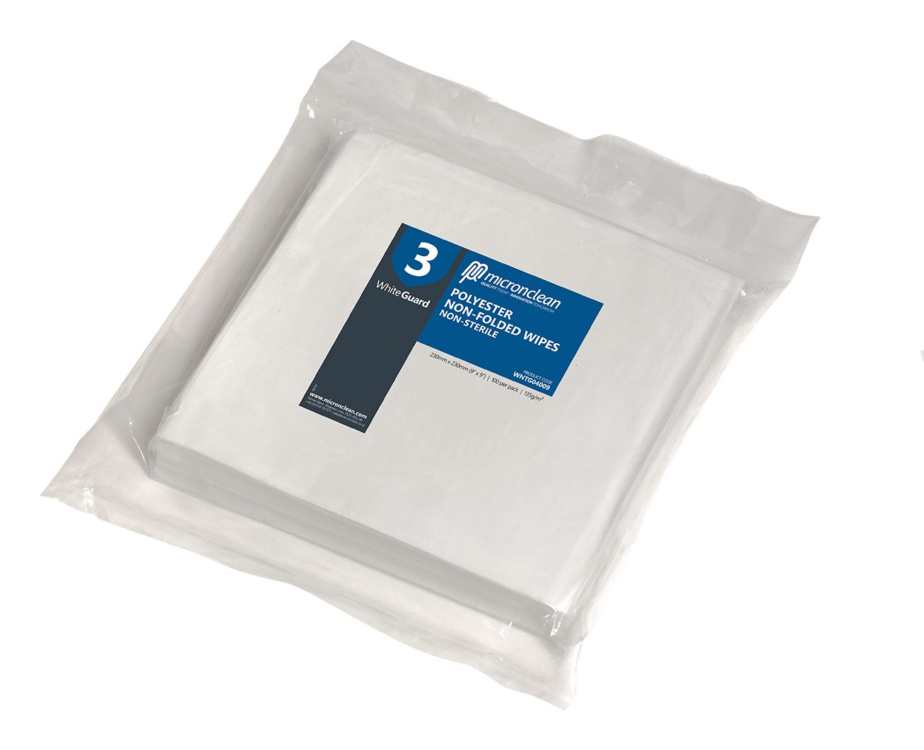 WhiteGuard 3 Lingettes en polyester lavées non stériles